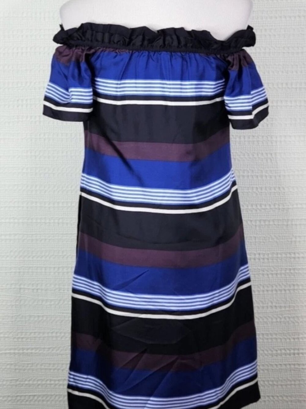 Banana Republic Silk Stripe Off The Shoulder Shift Dress Womens S Lined Pockets - Picture 4 of 14